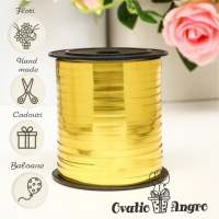 Panglica decorativa pentru baloane si cadouri aurie 500 m0.5 cm
