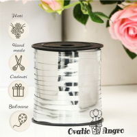 Panglica decorativa pentru baloane si cadouri argintie 500 m0.5 cm