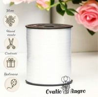 Panglica decorativa pentru baloane si cadouri alba 500 m0.5 cm