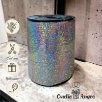 Panglica decorativa pentru baloane si cadouri argintie holografica 500 m0.5 cm