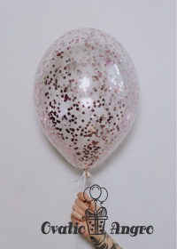 Confeti patrat roz auriu pentru baloane 250 gr