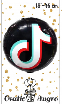 Balon folie rotund Tik Tok 18''/46 cm