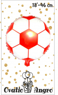 Balon folie rotund Minge de fotbal rosie 18''/46 cm