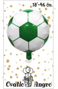 Balon folie rotund Minge de fotbal verde 18''/46 cm