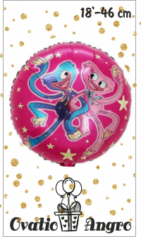 Balon folie rotund Huggy Wuggy roz 18''/46 cm