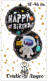Фольгированный шар круг Космонавт 18''/46 см
