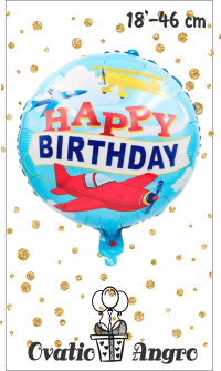 Фольгированный шар круг Самолет 18''/46 см