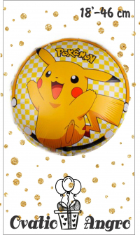 Фольгированный шар круг Пикачу 18''/46 см