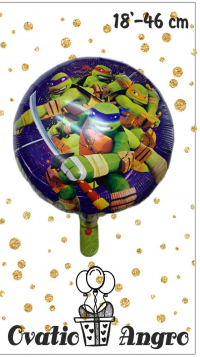 Фольгированный шар круг Черепашки Ниндзя  18''/46 см