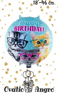 Balon folie rotund Pisicute 18''/46 cm