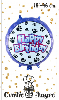 Balon folie rotund Happy Birthday violet 18''/46 cm