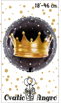 Balon folie rotund Coroana aurie 18''/46 cm