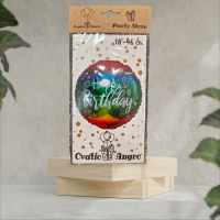 Balon folie rotund Happy Birthday curcubeu 18''/46 cm