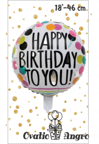 Balon folie rotund Happy Birthday to you 18''/46 cm