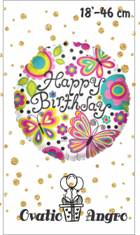 Balon folie rotund fluturi 18''/46 cm