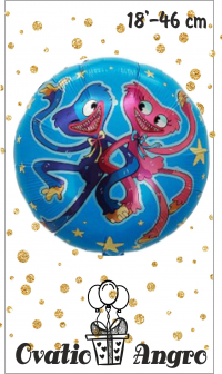 Balon folie rotund Huggy Wuggy albastru18''/46 cm