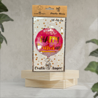 Balon folie rotund Happy Birthday roz 18''/46 cm