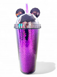 Pahar pentru apa cu paiete violet 400 ml