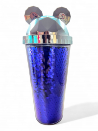 Pahar pentru apa cu paiete albastru 400 ml