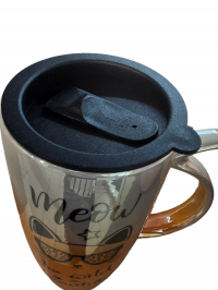 Ceasca ceramica cu capac termo Pisicuta albastra